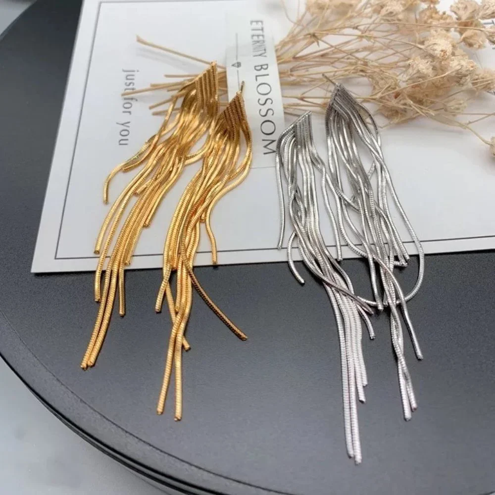 S925 Elegant Long Chain Earrings - Picture 4 of 9